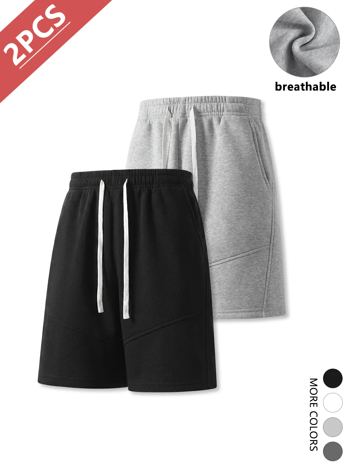 Pack of 2 men’s shorts and women’s shorts for summer sports and casual wear; loose straight mid-thigh shorts; skin-friendly, breathable, and comfortable.