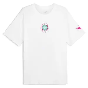 PUMA Mens Melo Miami Graphic Crew Neck Short Sleeve Casual Tops Casual - White