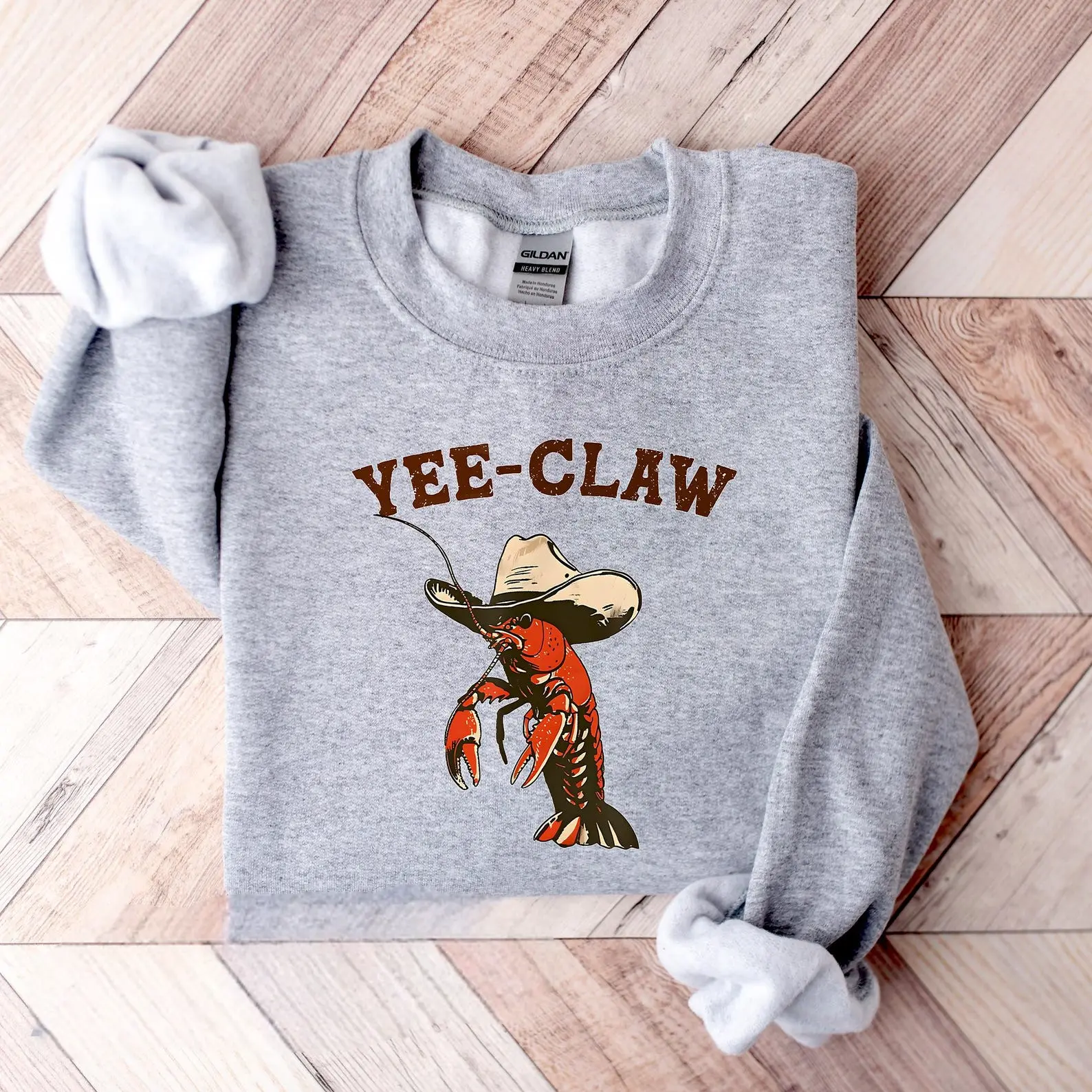 Yee Claw Crawfish Sweatshirt, Cowboy Meme Hoodie, Sarcastic Western Shirt, Gift For Cowboy, Animal Sea Lover Gift, Funny Crawfish Sweater