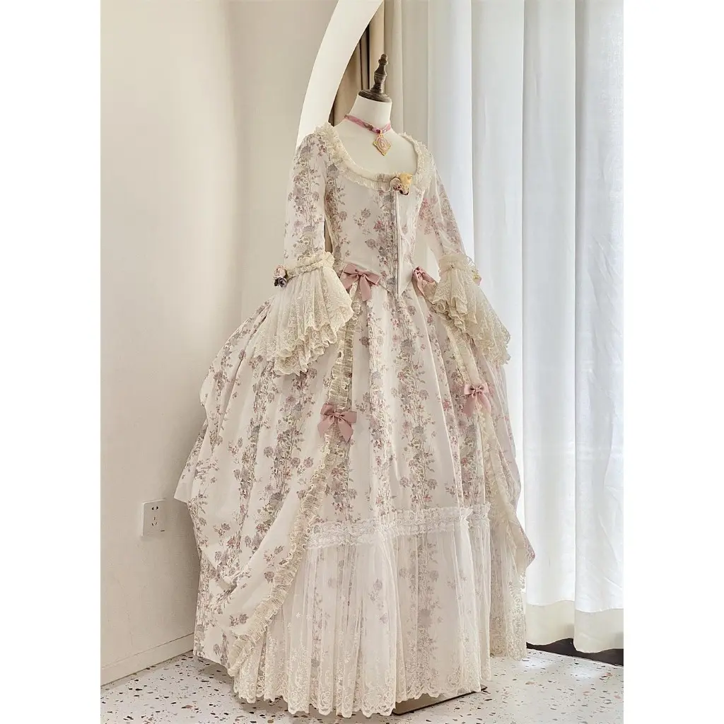 long white modest dresses DreamDress By PMN Aiyana Fit & Flare Wedding Dress Gown Removable Overlay Floral Embellishment Couture French Lace Sweep Train