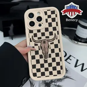 Western Culture Design Pattern TPU Phone Case for iPhone 15 16 14 Pro Max 13 12 11 XR XS Plus E Shockproof Non Slip Military-Grade Protection Silicone Cover Smartphone Casing