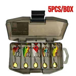 Metal Vibration Lure Set, Winter Fishing Hard Bait, Rotating Spoon Lure, Metal Clip, Freshwater Sinking Fishbait, Saltwater Compatible