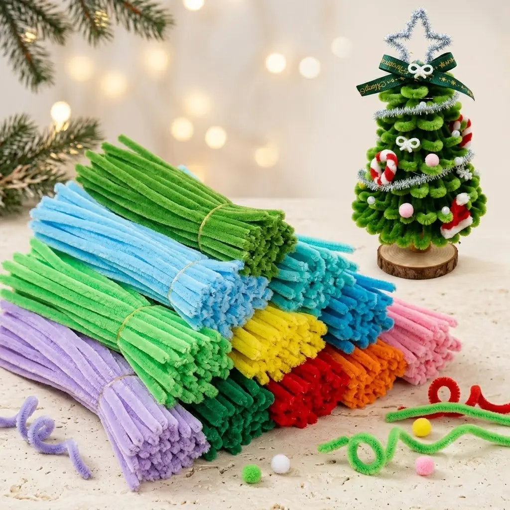600PCS 20-Colors Thick Pipe Cleaners Craft,Multi-Colored Chenille Stems for Craft Supplies & Materials,Fuzzy Pipe Cleaners Bulk for DIY Arts Projects,Rainbow Pipe Cleaners(12inch*7mm,600pcs)