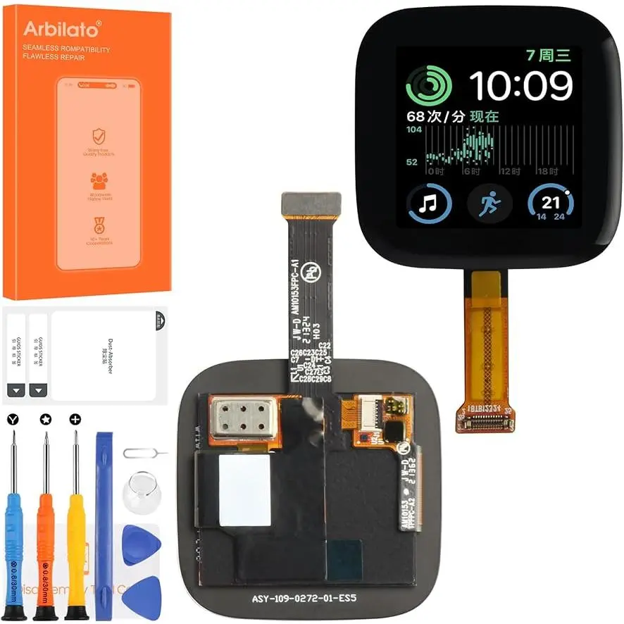 Screen for Fitbit Versa 2 Smart Watch Screen Replacement for Versa 2 LCD Screen FB507 Touch Display Digitizer Assembly Repair Parts(Black No NFC)