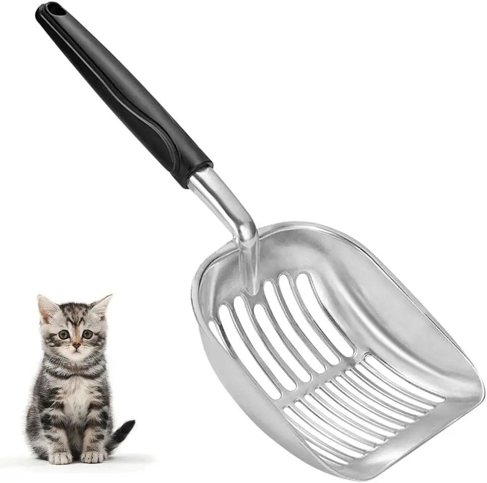 Aluminum Alloy Cat Litter Scoop - Sturdy Mesh Sifter Scooper with Long Handle, Poop Sifting Shovel for Cat Litter Boxes, Pet Supplies Christmas Gift
