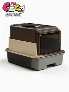 Three Piece Cat Litter Box Fully Enclosed Design Physically Isolates Odors Keeps Air Fresh