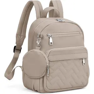 Mini Backpack for Women Small Backpack Purse, Anti Theft Backpack Waterproof Lightweight Puffer Back packs for Travel, Work with Coin Purse Khaki