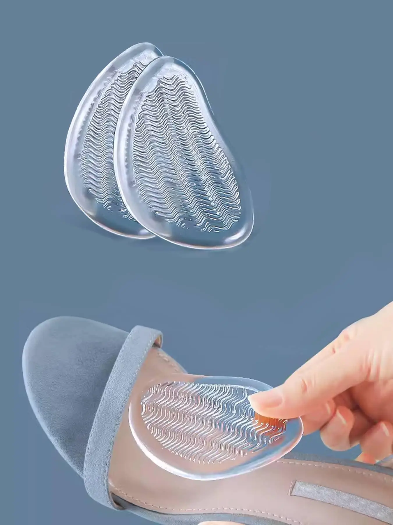 Silicone Shoe Insoles, 1 Pair Anti-slip Shoe Cushion, Forefoot Insert Cushion Pads for Women Shoes, Anti Slip Silicone Foot Pain Relief Pads for High