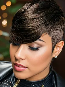 Short Bob Glueless Human Hair Wigs For Women Natural Color Pixie Cut Layered Wigs Fashion Bob Wig