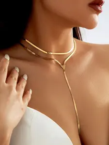 Layered two-piece triangular necklace with collarbone chain, suitable for daily wear, vacation and dating occasions, and also a surprising and exquisite small gift, Layered necklaces