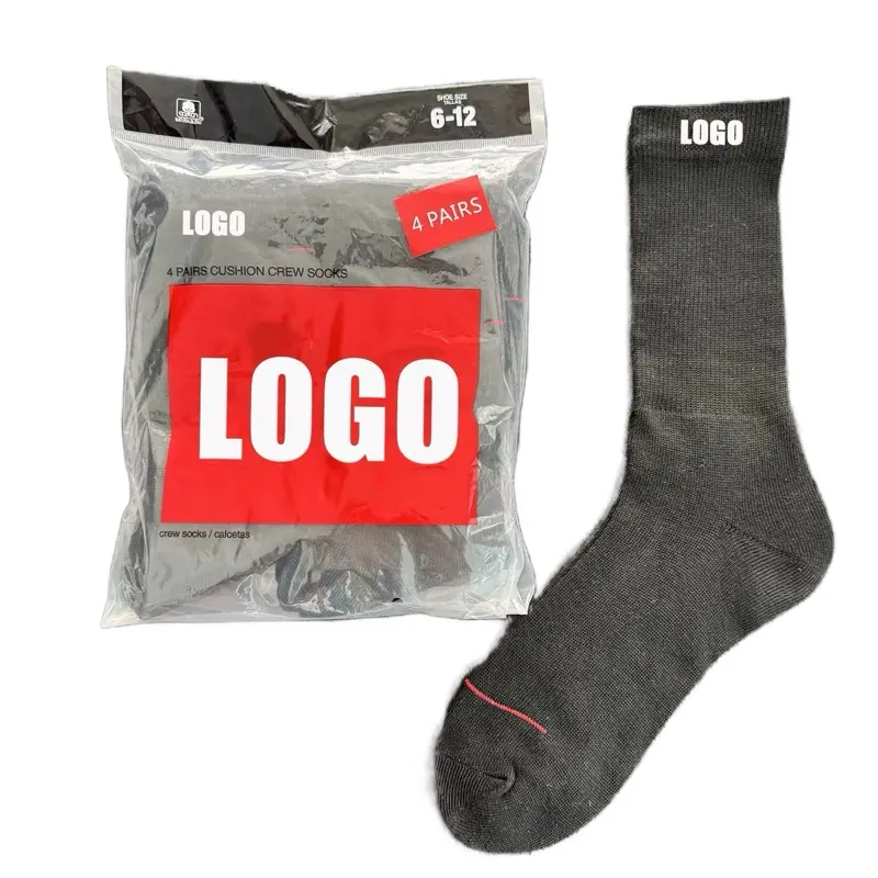 Men’s Crew Socks 4-Pack — Black Classic Mid-Calf Everyday Comfort Socks