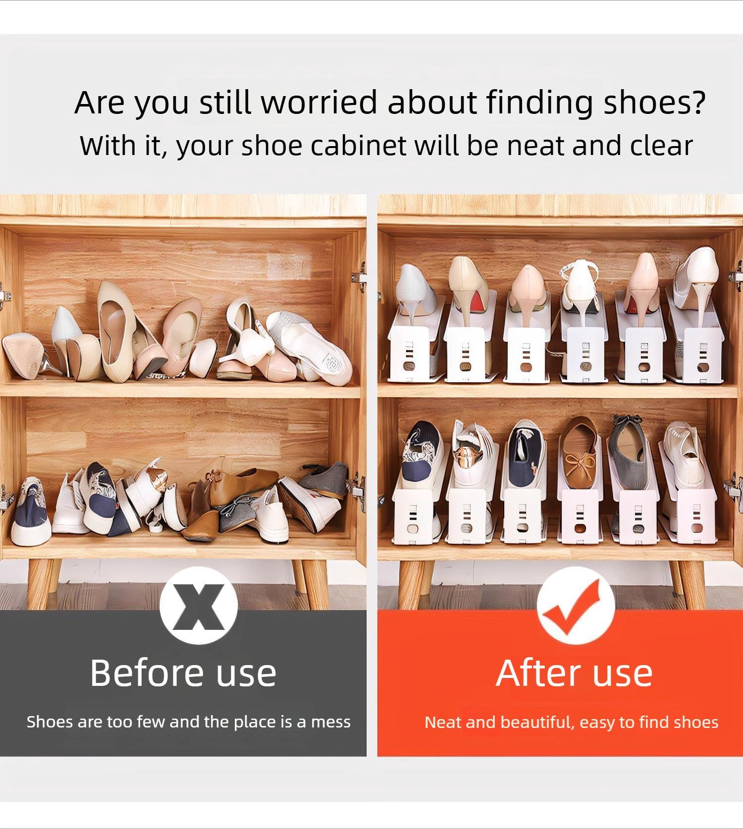 5PCS Foldable shoe rack, space-saving shoe storage organizer, minimalist storage box, transparent shoe cabinet, layered divider boards for shoe boxes