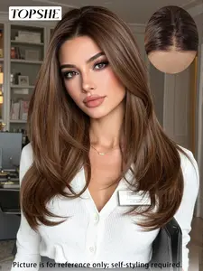 Topshe 13x6 Lace Frontal Wig, Curly Medium Length Hair with Natural Hairline, Fashionable for All Seasons, Perfect for Parties and Daily Wear