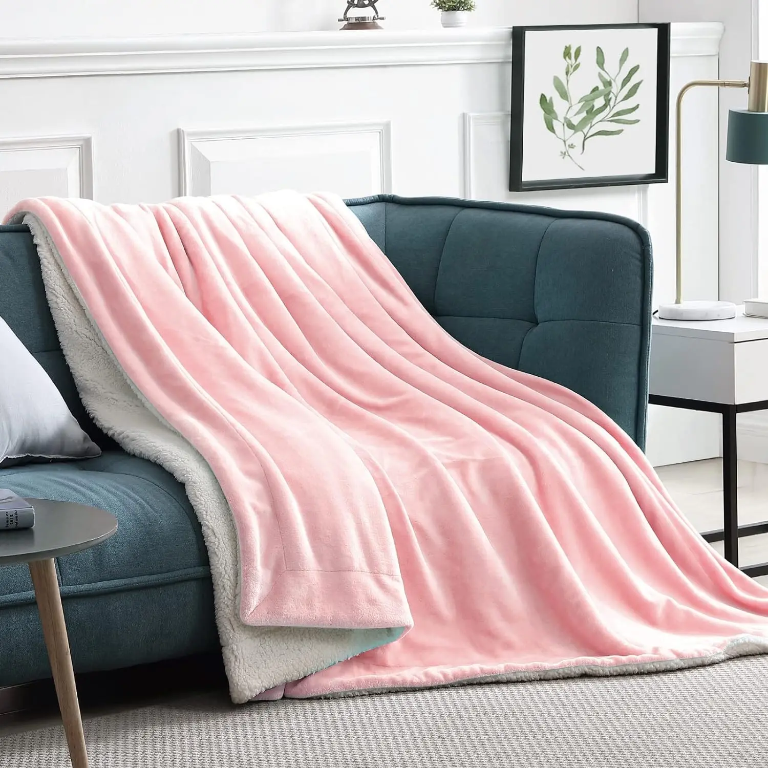 Sherpa (King Size 108"x90" Pink) Plush Throw Fuzzy Super Microfiber Flannel Blankets for Couch,, Sofa Ultra Luxurious Warm and for Seasons