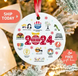 Notable 2024 Christmas Year Review Event Ornament, Ceramic And Acrylic Ornament