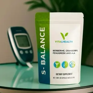 VitalHealth S-BALANCE Berberine Cranberry Fenugreek & ALA Dietary Supplement 60 Capsules 500 MG Non-GMO From Mexico Natural Healthcare