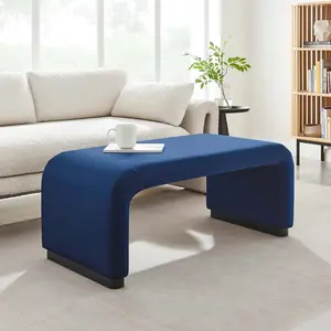 Modway Koda Performance Velvet Waterfall Ottoman in Black Midnight Blue