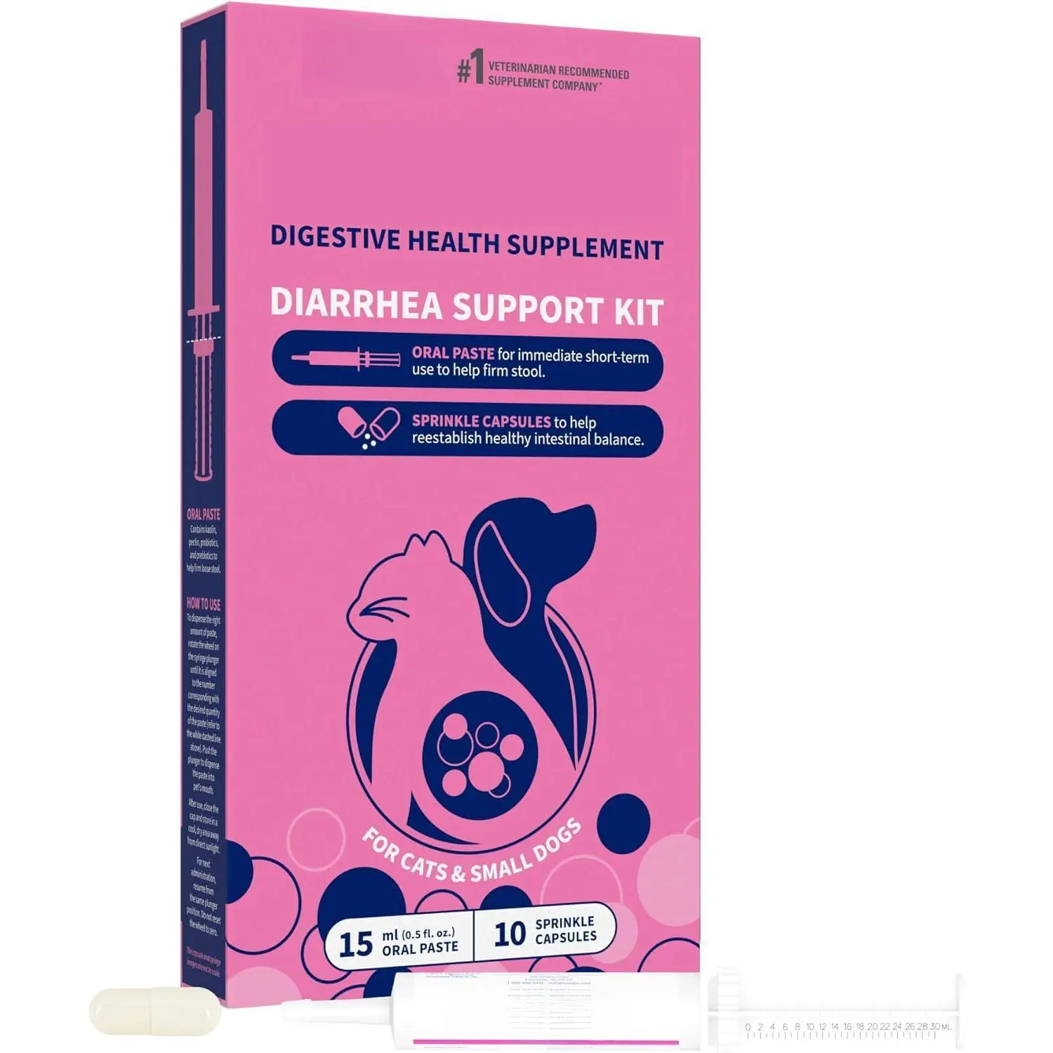 Digestive Health Support Kit for Cats & Small Dogs - Multi-Strain Probiotics & Prebiotics Formula - 7 Beneficial Bacteria Strains - 15 mL Paste & 10 Capsules - Promotes Gut Flora Balance - Easy-to-Administer Supplement dog  medicine flea  treatment  dogs