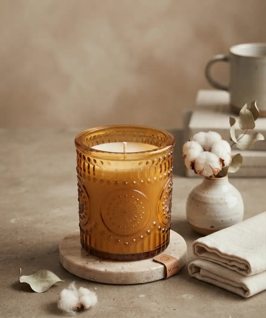 Fresh Cotton Scented Jar Candle – 6 oz Soy Wax with Bamboo Lid | SOMA HOME