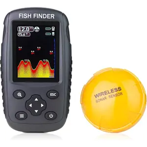 Portable Rechargeable Fish Finder Wireless Sonar Sensor Fishfinder Depth Locator with Fish Size, Bottom Contour, Color LCD Display