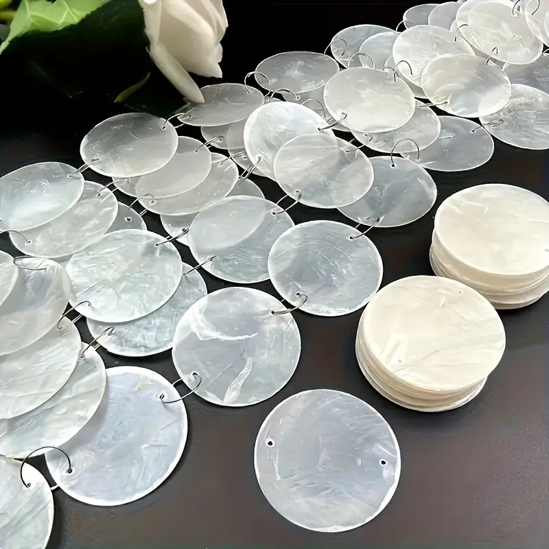 150-Piece Shell DIY Kit with 50 Iridescent Plastic Pendants & 100 Split Rings for Crafting Light Catching Wind Chimes & Home Decor, 150Pcs, Translucent, None, Crafts, Home Decor Making Accessories