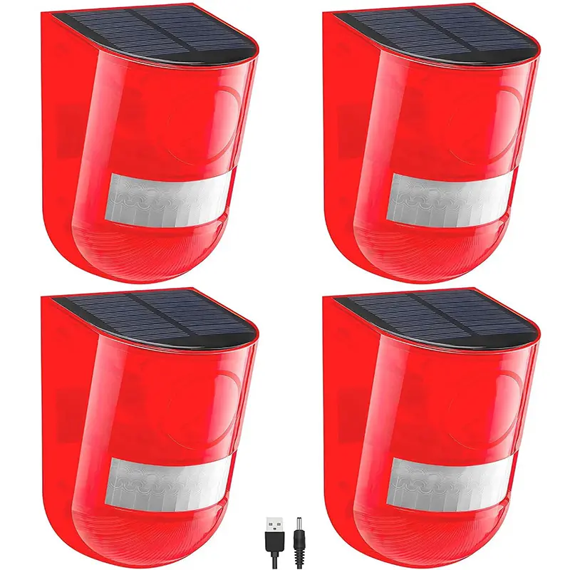 4/2/1PCS Outdoor Motion Sensor Alarm, 129dB Loud Siren, Solar Powered Alarm with 6-Flashing LED Alarm Lamp, Wireless No-Wiring Installation, Eco-Friendly Outdoor Security Alarm for Farms, Driveways, Chicken Coops & Outdoor Use