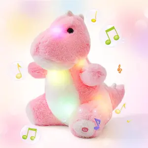 12'' Light up Music Dinosaur Stuffed Animal, LED Soft Dinosaur Plush Toy with Magic Night Lights&Lullaby, Birthday Children's Day for Toddler Kids (Pink, Music)