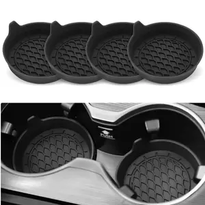 Car Cup Holder Coaster, Silicone Cup Holder Insert, Universal Non-Slip Cup Holders, Car Accessories Interior  Interior Sets 4 Pack Black