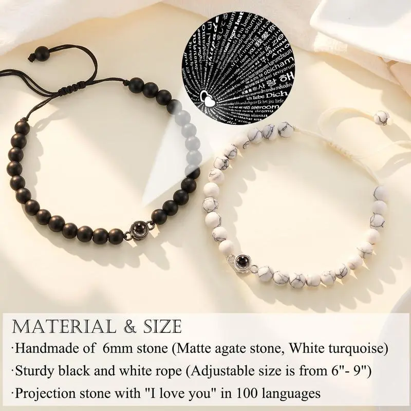 2Pcs Couples Gift Ideas, 100 Languages I Love You,Bracelets for Him Her on Valentine's Day Christmas Anniversary Birthday 2Pcs Couples Gift Ideas, 100 Languages I Love You,Bracelets for Him Her on Valentine's Day Christmas Anniversary Birthday