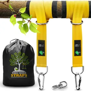 Safe Tree Swing Hanging Kit (Set of 2) - 10ft Long Straps with Two Alloy Carabiners and 2000 Lb Breaking Strength - Easy & Fast Installation for All Types of Swings and