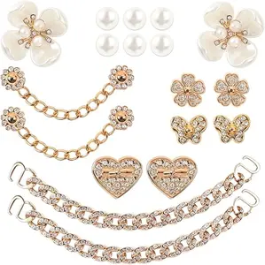Bling Shoe Charms Bling Chain Shoes Charms Accessories for Women Pearl Flower Clog Shoes Decoration Crystal Rhinestone Shoe Charm Cute Decor for Party Birthday Gifts Footwear