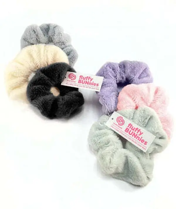 Fluffy BUNnies Fuzzy Hair Scrunchie Set of 3