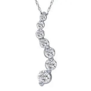 2ct Lab Grown Diamond Journey Diamond Pendant 14k White Gold
