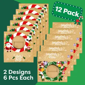 Christmas Cookie Boxes for Gift Giving - 12 Cookie Box Pack Kraft - Christmas...