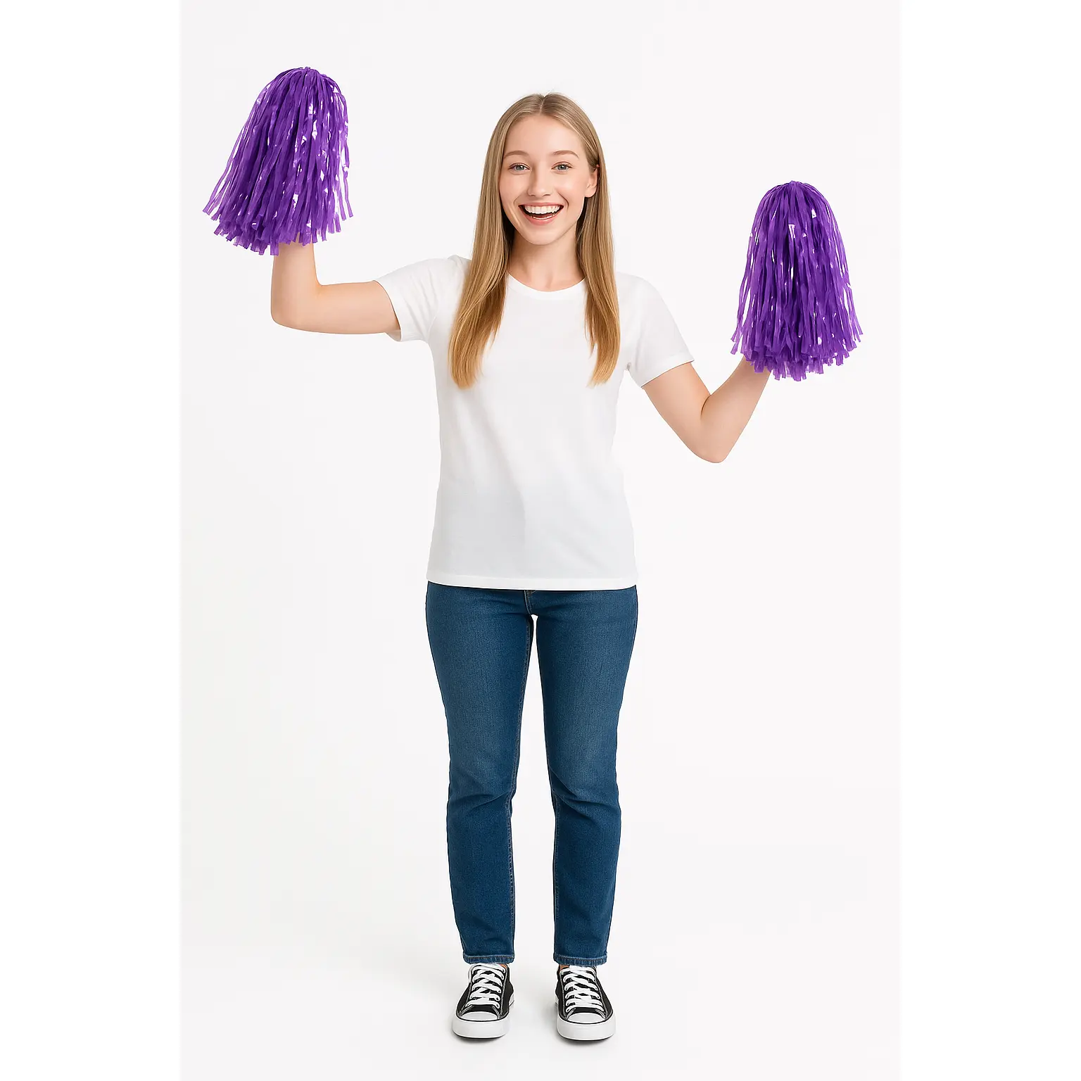 Purple Team Spirit Pom-Poms - 2 Pack