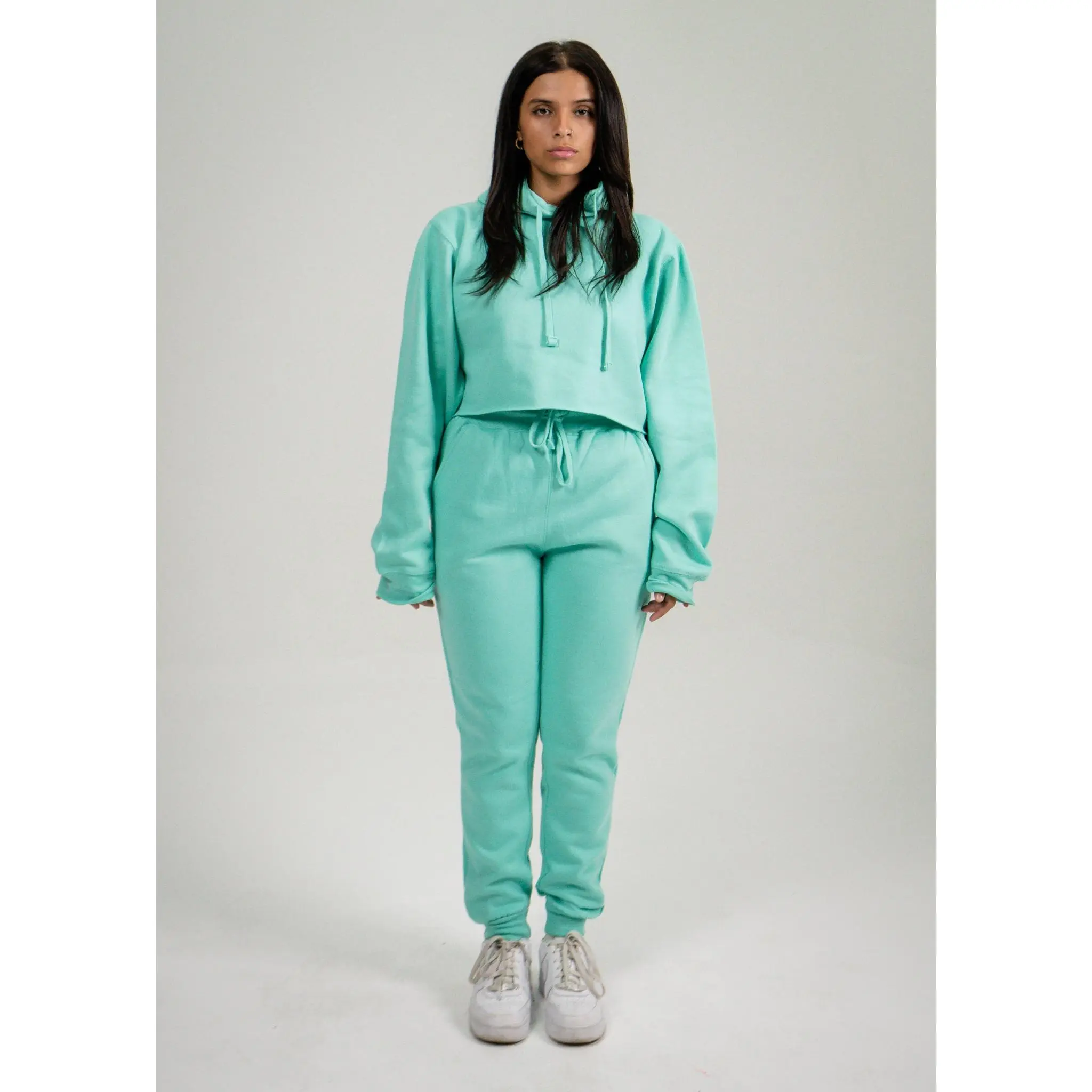 Mint Crop Top SweatSuit