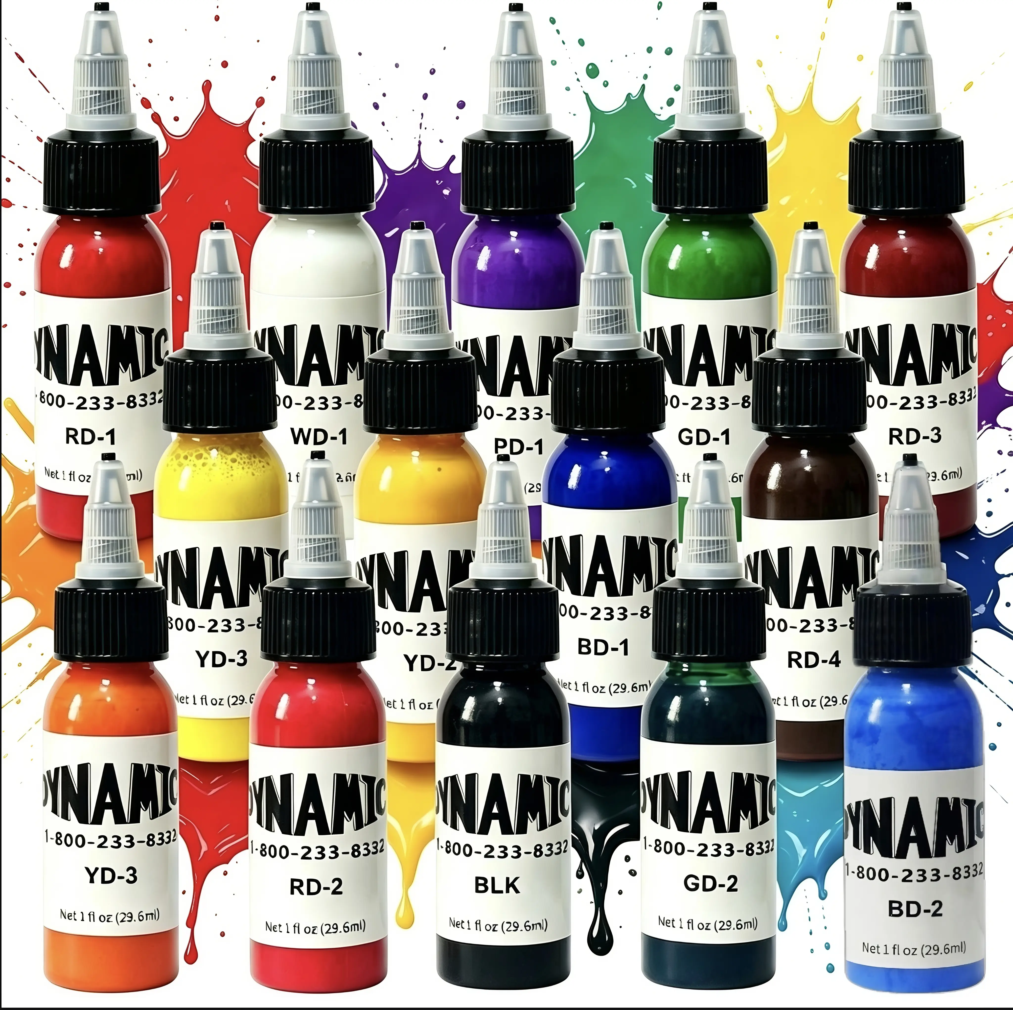 Professional Tattoo Ink Set 14 Colors 10Z (30ml)Vegan-Friendly Pigment Tattoo Ink Supplies Ink, Smooth Application for Professional &Beginner Tattoo Artists, Safe Plant-Basedlngredients, Quick Coloring & Fade-Resistant