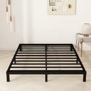 EMODA King Size Bed Frame 8 Inch, Heavy Duty Metal Platform Bed Frame No Box Spring Needed, Noise Free, Easy Assembly, Black
