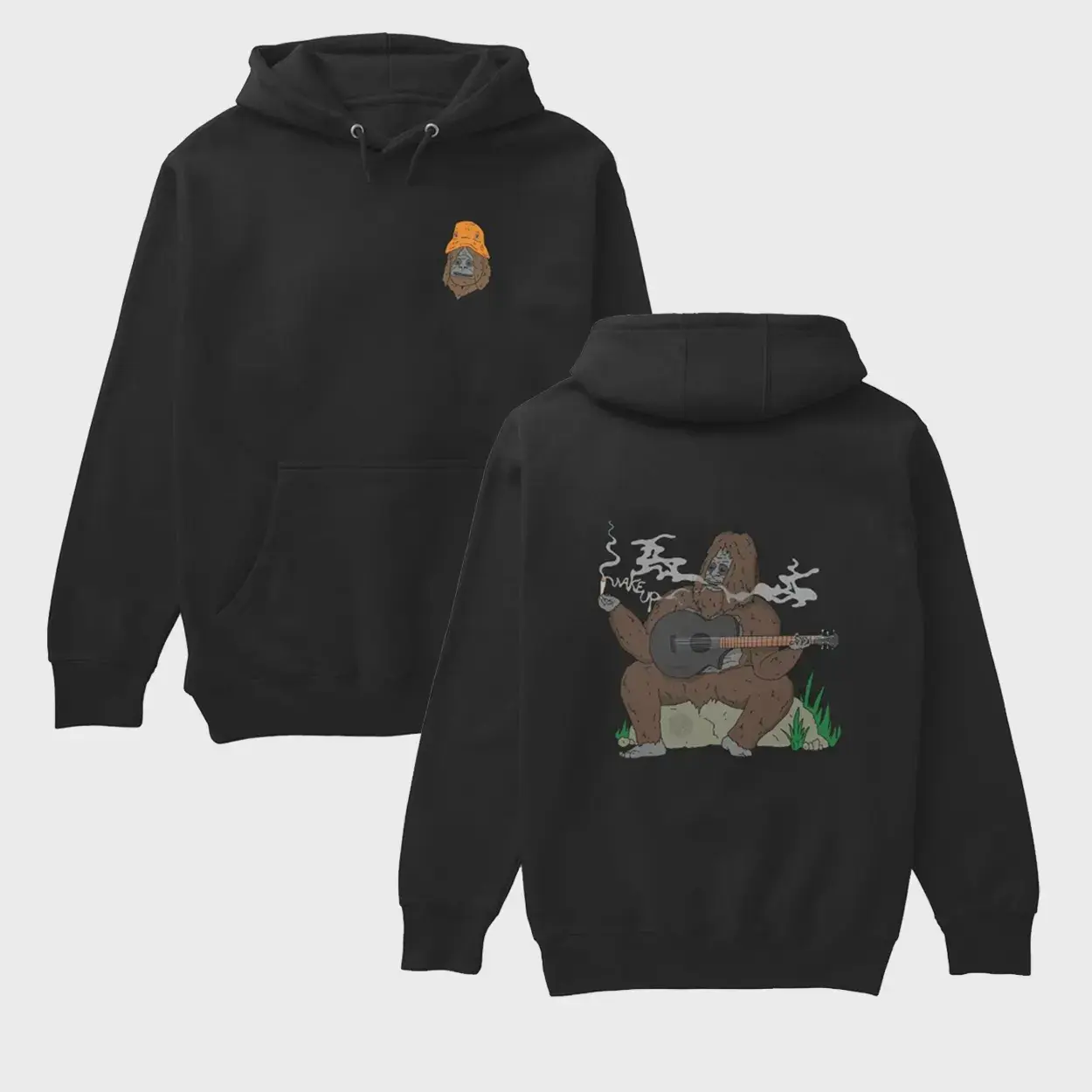 Sassy the Sasquatch Smoke 2 Sided Graphic Hoodie Casual Street Style Fleece Fabric Pullover Hooded Sweatshirt Tops Trendy for Women for Men