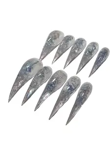 Jmnails 1.6inches Dragon Claw Nails 10 Pcs Handmade Acrylic Press on Nails Holographic Glitter 3D Crystal Accents Salon-Quality Statement Nails with Rhinestone Glue for Nailcare