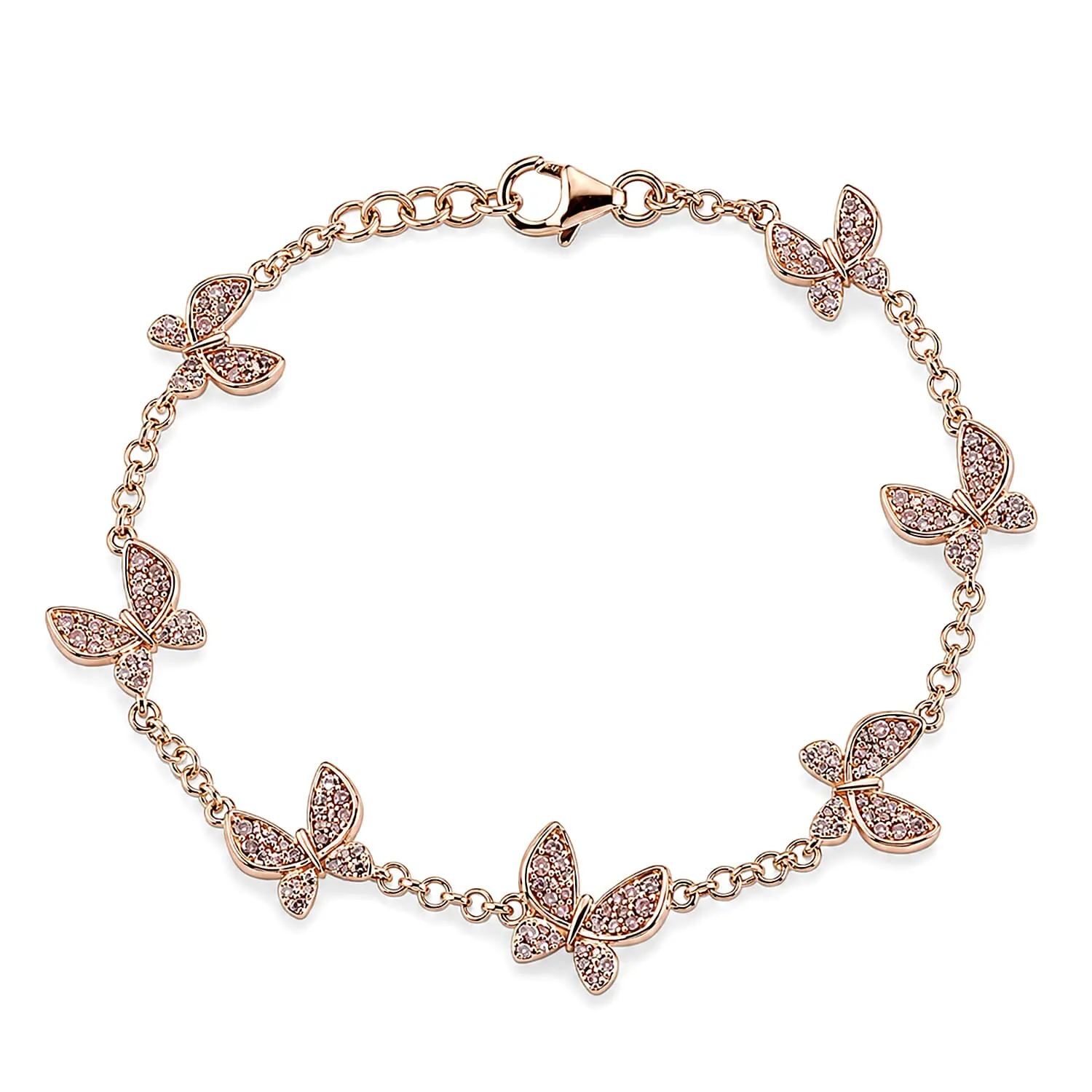 D'Joy Natural Pink Diamond Bracelet in 18K Vermeil RG Over Sterling Silver (7.25 In) 1.00 ctw