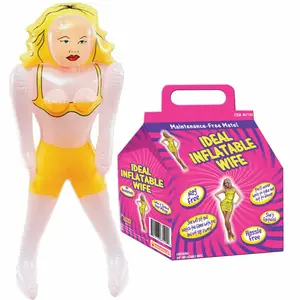 Inflatable Wife Bachelor Party Gag Gift - Nag Free & Faithful Toy Blow Up Doll