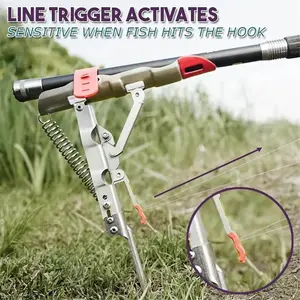 Automatic Ground Insert Fishing Rod Holder, Adjustable High Sensitivity Stainless Steel Spring Fishing Rod Stand, Fish Hook Setter
