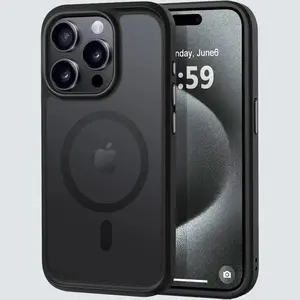 MOCCA Strong Magnetic iPhone 15 Pro Case 6.1" Slim Translucent Matte for Magsafe Compatibility, Military Drop Protection