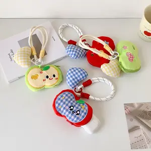 Cute Cartoon Apple Bluetooth-compatible Earphone Storage Bag, Durable Portable Multi-Functional Keychain Hanging Pouch, Coin Purse, Student Decoration Bag, Protection