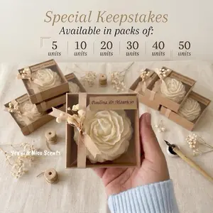 Peony Scented Candle in Elegant Kraft Box with Ribbon Floral Accent Handcrafted Soy Wax Perfume for Weddings Birthdays Ornaments