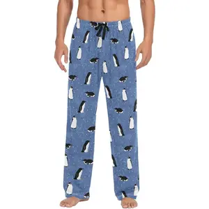 Men's Pajama Pants Soft Comfy Penguins Snowflakes Sleep Lounge Pants Pjs Bottoms with Pockets
