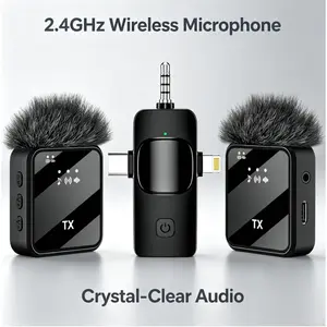 Wireless Lavalier Microphone for iPhone, Android, Cameras - Mini Microphone with Noise Reduction, 20H Battery Life, 4 Mic for Video Recording, TikTok and YouTube