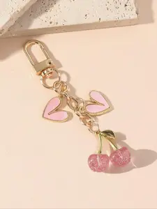 Women's Elegant Cherry Design Keychain, Cute Shiny Cherry Keychain, Fashionable Pendant Bag Charm for Women & Girls, Cute Charms Keychain, Stylish Keychain