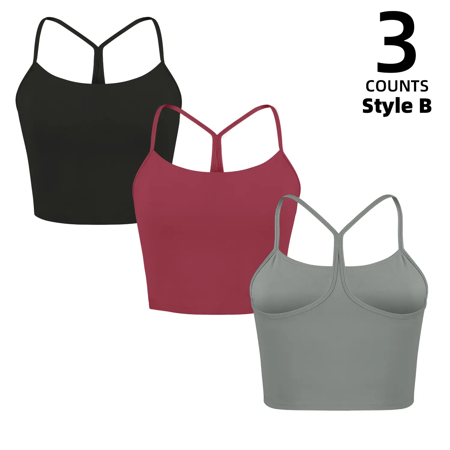 3 pcs - Style B-Black-Gray-Red